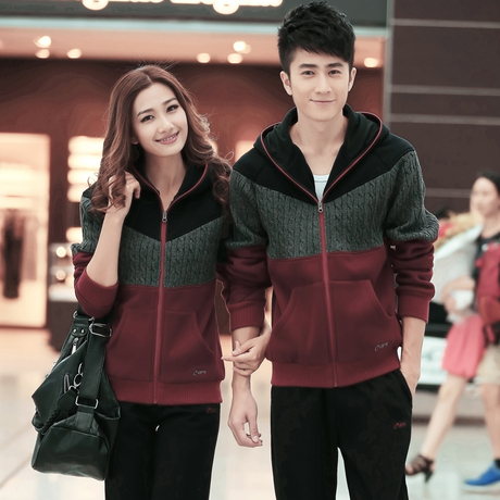 【杨亚萍yangyap】2013秋冬装情侣套装男士休闲连帽卫衣男女加绒加厚运动服套装保暖-淘淘搜