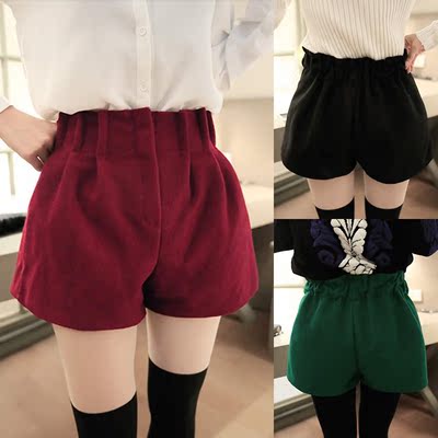 2013<em>秋冬新款韩版少女</em>呢子<em>短裤</em>显瘦学生装原