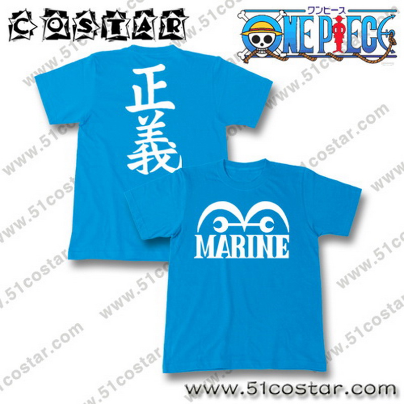COSTAR Original quality goods One Piece comic periphery Quadratic element navy Sky blue Justice Short sleeved pure cottonin the Play mode/Anime/Periphery/cos/Board games , Cartoon/Animation around , Anime T-Shirt/Shoes/Clothing category - from Buy2taobao.com to provide professional Taobao agent buy service