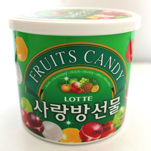  韩国原装进口 乐天七彩糖水果糖桶装 爱情礼盒 234g