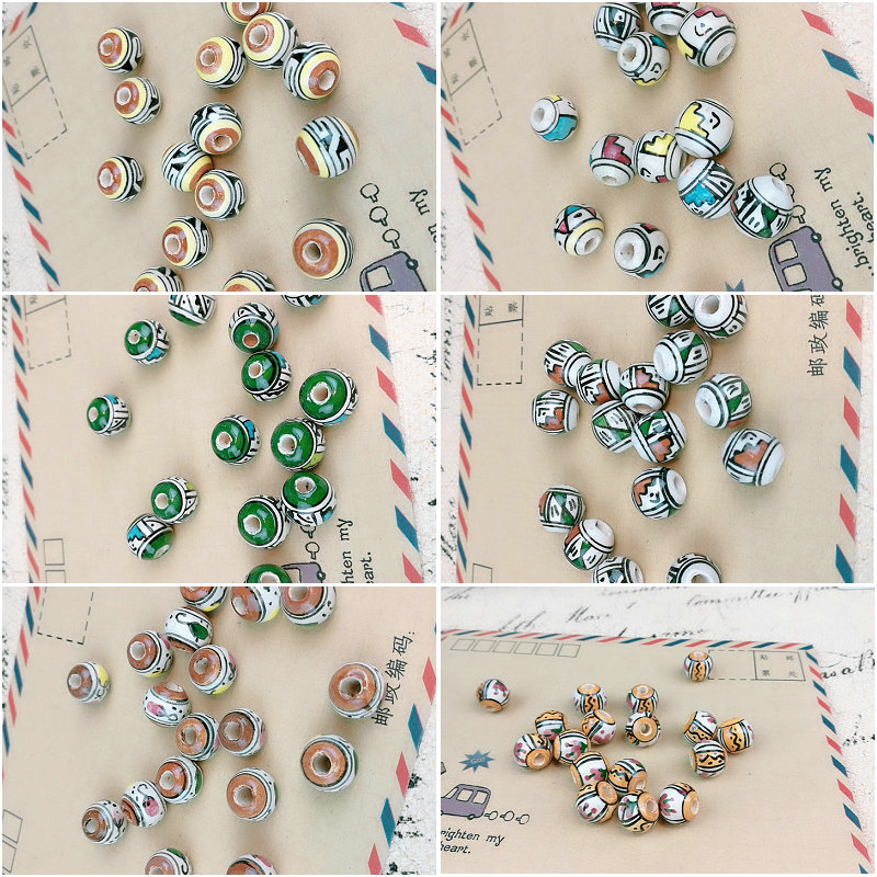 新品秘鲁进口彩绘陶瓷手链项链串珠材料DIY饰品散珠配件圆珠辅料|msdalam kategori rumah Fabrik, bahan-bahan jahitan DIY, alat dan produk siap, Aksesori jahit DIY/aksesori/aksesori, manik/berlian/Bunga dan aksesori lain - dari Buy2taobao.com untuk memberikan perkhidmatan ejen Taobao profesional membeli