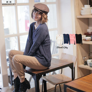 深泽 纯手工编织rodarte2012年同款落肩<em>宽松超</em>