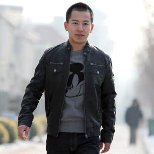  JackJones/杰克琼斯正品 男式PU拉链立领外套夹克21036三色