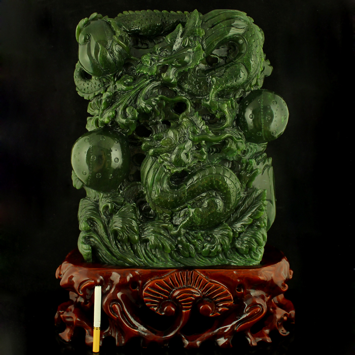 一口价 天然新疆和田玉碧玉 双龙戏珠 摆件 送证书 包邮在类目 饰品/流行首饰/时尚饰品新, 摆件中 - 来自Buy2taobao.com提供专业的淘宝代购服务