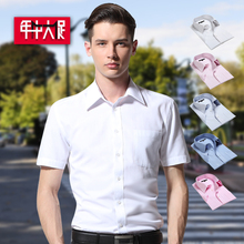 Hugh tower dress 2013 summer men's short-sleeved shirt Slim Korean business casual white shirt iron thin section