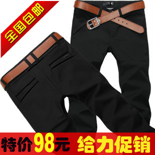  包邮男式春秋款 黑色英伦商务修身休闲 男士韩版弹力长裤子 西裤