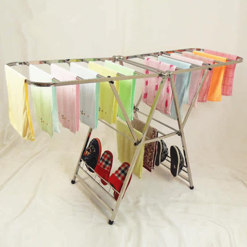 <em>依妹儿</em>不锈钢落地折叠伸缩单杆晾衣架免安装简