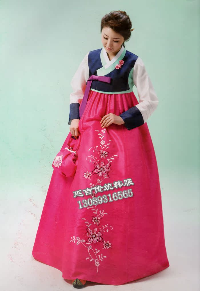 韩国进口面料女士韩服/电脑绣花韩服/朝鲜族韩服/舞台演出aj009