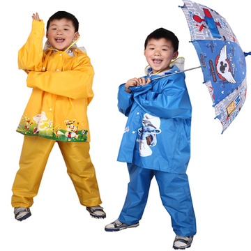 全球首创 加大头盔式帽檐 卡通套装雨衣 分体上衣雨裤 儿童雨衣