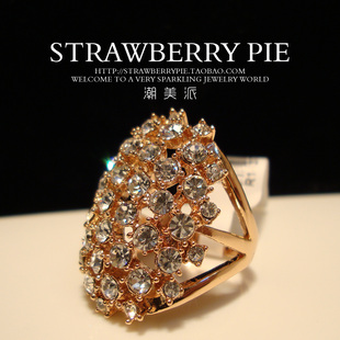  欧美风装饰戒指 多色选满钻精致施华钻戒 时装戒 指环 潮美派 女