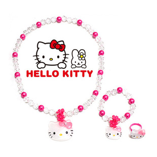  韩国进口[代购]Hellokitty儿童手链项链戒指套装/儿童首饰F05