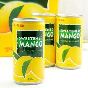  韩国进口饮料饮品 Lotte乐天芒果汁180ml 整箱15罐 春游必备饮品