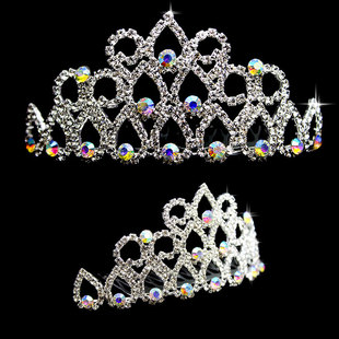  新娘彩钻皇冠水钻新娘发冠大号白色结婚婚礼发饰头饰饰品选美配饰