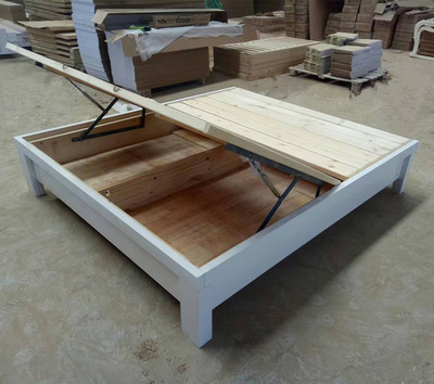 全实木床箱床体液压杆床架带储物床箱厚床边排骨架盖板实木床箱体