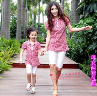  童装中大女童夏装新款韩版儿童套装加大码母女亲子装套装夏季