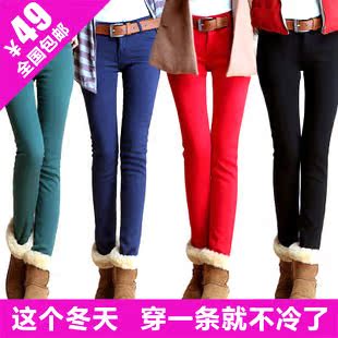  韩版显瘦秋冬加绒加厚铅笔裤牛仔裤女小脚裤加绒牛仔裤女冬裤包邮