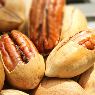  源林新品年货美国山核桃长寿果碧根果坚果炒货瓶装328g 四瓶包邮