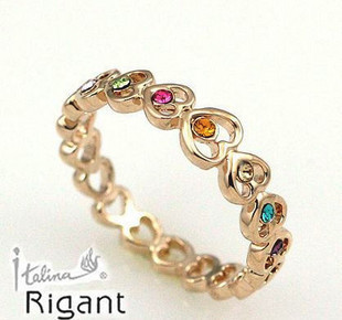  伊泰莲娜专柜正品丽晶 奥地利水晶 3A锆石 韩式可爱彩钻戒指J10