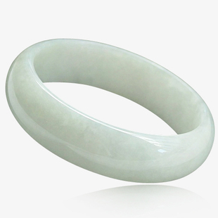  珍稀缘 老坑翡翠手镯a货 典雅水润淡绿大圆玉镯子 正品玉器带证书