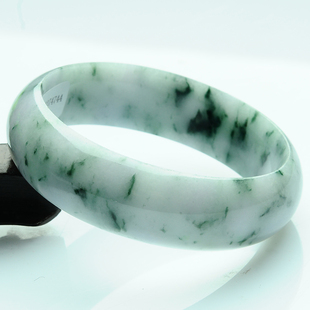 翡翠手镯a货 天然飘花玉手镯缅甸玉石完美翡翠玉镯多款特价带证书