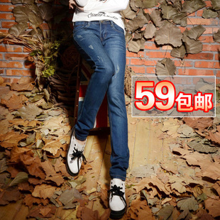  秋冬新款潮韩版牛仔裤女小脚裤弹力紧身显瘦休闲小脚铅笔裤女包邮