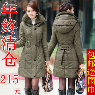  新款韩版冬季军绿色加厚工装棉衣加大码中长款棉服女式外套