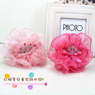  正品迪斯尼disney公主皇冠头饰发夹儿童宝宝蕾丝发饰鸭嘴夹女童