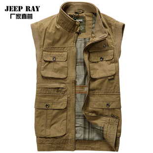  12新款jeepray多口袋户外休闲马甲 吉普钓鱼摄影背心马夹正品男装