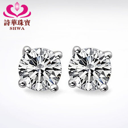 520 hot sell! Poetry China jewelry 18K white gold earrings diamond stud earrings for men and women get 18K Gold hard of hearing