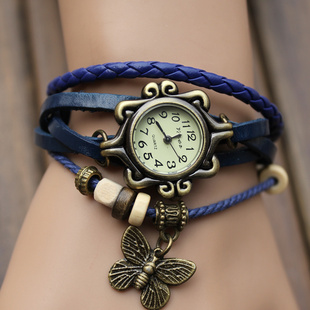  韩版女士正品手表女表皮带韩国时尚学生表女手链表女款蝴蝶复古表