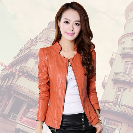女装<em>2014新款</em>韩版立领PU女式<em>皮衣</em> <em>外套</em>通勤修