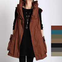 2014<em>女装</em>春秋新款韩版时尚<em>马夹</em>中<em>长款</em>军绿色