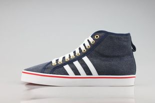  正品新款Adidas三叶草NIZZA HI 牛仔布男子板鞋 V23026  蓝