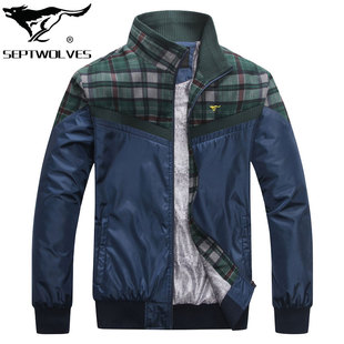  Septwolves/七匹狼/qipilang/正品春装新款格子拼色休闲外套