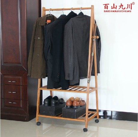 百山九川衣架落地实木衣帽架宜家挂衣架子室内