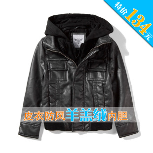  秋冬装新款童装 外贸儿童皮衣夹克加厚男童pu外套 宝宝机车服