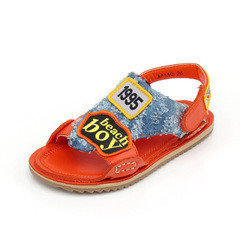  童印夏季新款凉鞋 字母牛仔拼接 儿童凉鞋 牛筋休闲韩版潮