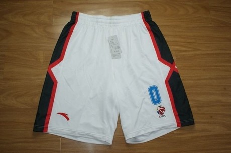 安踏赞助CBA 球员版 中国队 男篮比赛短裤 0号