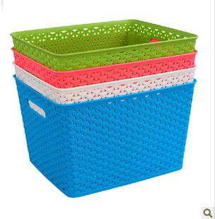 创意多色简约收纳篮 塑料镂空收纳筐 书本文具工具瓜果蔬菜收纳篮-淘宝网