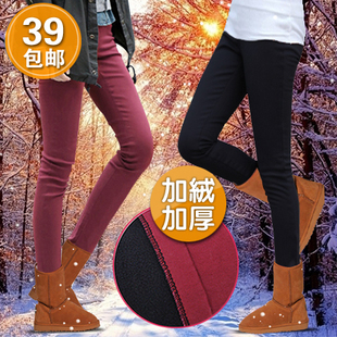  包邮 秋冬季加绒加厚打底裤女士大码显瘦铅笔裤抓绒保暖裤女裤子