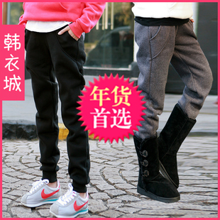  包邮新款韩版大码运动裤 抓绒加厚小脚哈伦裤休闲裤 女潮卫裤
