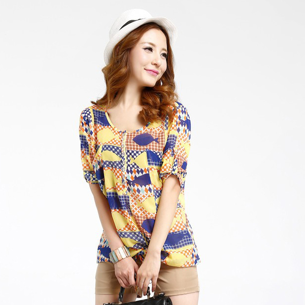 韩版宽松短袖衬衫...