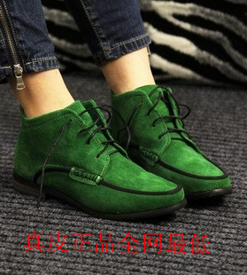  春夏新款韩版女鞋子磨砂真皮牛皮平跟单鞋英伦系带休闲鞋