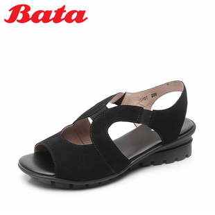  Bata/拔佳ASR01D牛皮年夏季新款中跟女凉鞋