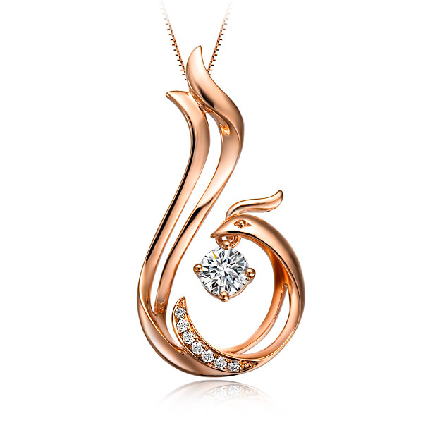 Zoccai exclusive copyright Phoenix sent 18K rose gold colored white gold diamond pendant necklace, genuine jewelry