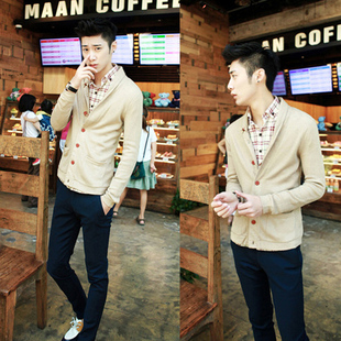  春装毛衣开衫男士毛衣薄外套潮流新款针织衫男式修身上衣韩版开衫