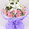 上下架计划:丽水鲜花店 2枝多头白香水百合加19朵康乃馨 母亲节市区免费A081