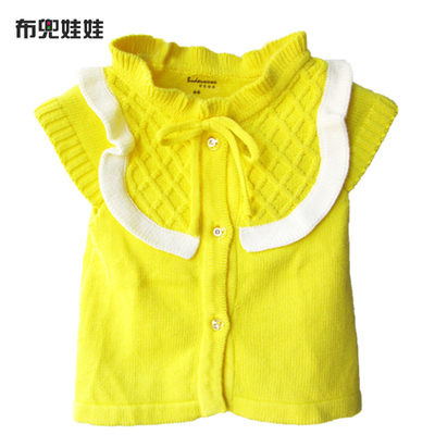 布兜娃娃2013秋款新儿童全棉针织毛衣<em>背心女</em>
