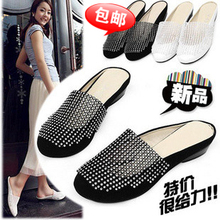 Special large size women summer sandals rhinestone mesh breathable low-heeled sandals and slippers shoes large size shoes