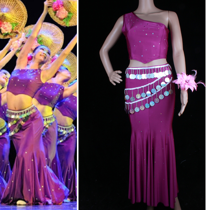 云岭礼物_傣族礼物_成人民族舞蹈演出服装订做傣族舞服桃李杯大赛云岭速写舞台装_礼物哩